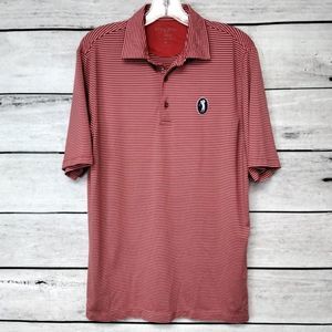 Bobby Jones X-H20 Golf Polo Red Stripe Jersey Knit Sz M Activewear Athleisure